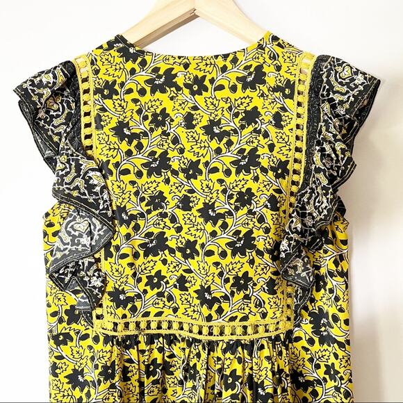 Sea New York Dress Silk Floral Print Yellow Size 4 - Picture 6 of 8